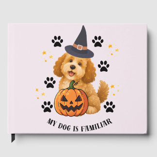 Süßer Halloween-Pudel-Hexer mit Kürbis Gästebuch