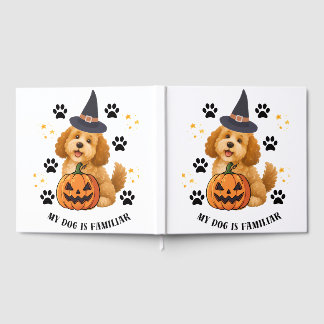 Süßer Halloween-Pudel-Hexer mit Kürbis Gästebuch