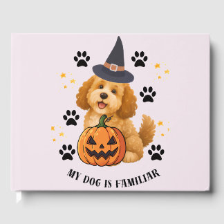 Süßer Halloween-Pudel-Hexer mit Kürbis Gästebuch