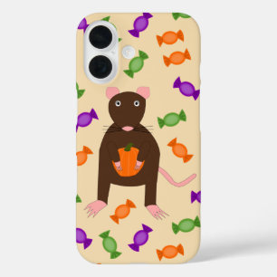 Süßer Halloween-Ratte und Kürbis iPhone 16 Hülle