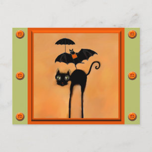 Süßer Halloween-Schwarzer-Kater Postkarte