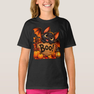 Süßer Halloween-Schwarzer-Katze-Boo-Kinder T-Shirt