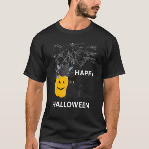 Süßer Halloween-Schwarzer-Katze-Hexenhut-Kürbis fü T-Shirt