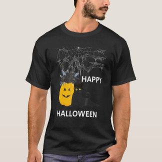 Süßer Halloween-Schwarzer-Katze-Hexenhut-Kürbis fü T-Shirt