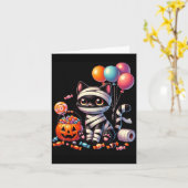 Süßer Halloween-Schwarzer-Katze-Kürbis-Scherz-oder Karte (Gelbe Blume)