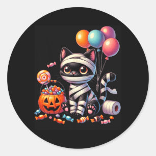 Süßer Halloween-Schwarzer-Katze-Kürbis-Scherz-oder Runder Aufkleber
