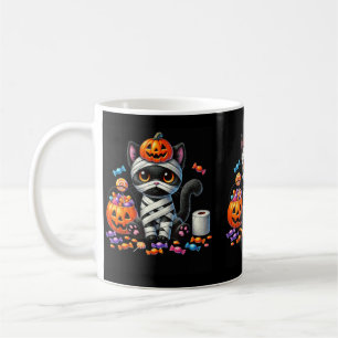 Süßer Halloween-Schwarzer-Katze-Kürbis-Süßes-oder- Kaffeetasse