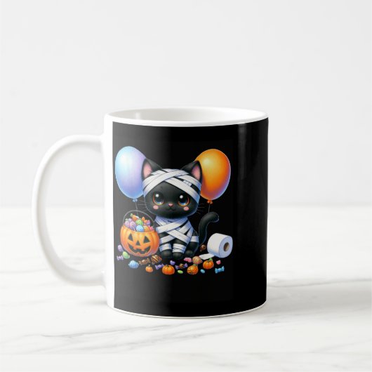 Süßer Halloween-Schwarzer-Katze-Kürbis-Süßes-oder- Kaffeetasse (Links)