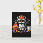 Süßer Halloween-Schwarzer-Katze-Kürbis-Süßes-oder- Karte (Gelbe Blume)