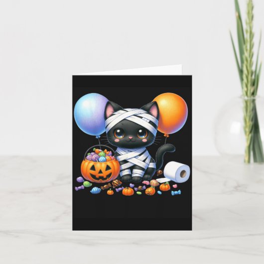 Süßer Halloween-Schwarzer-Katze-Kürbis-Süßes-oder- Karte (Vorderseite)