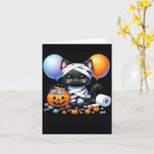 Süßer Halloween-Schwarzer-Katze-Kürbis-Süßes-oder- Karte (Gelbe Blume)
