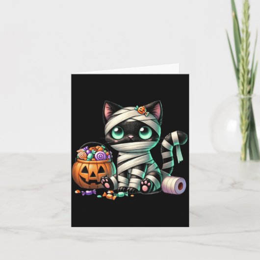 Süßer Halloween-Schwarzer-Katze-Kürbis-Süßes-oder- Karte (Vorderseite)