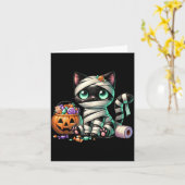 Süßer Halloween-Schwarzer-Katze-Kürbis-Süßes-oder- Karte (Gelbe Blume)