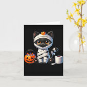 Süßer Halloween-Schwarzer-Katze-Kürbis-Süßes-oder- Karte (Gelbe Blume)