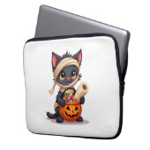 Süßer Halloween-Schwarzer-Katze-Kürbis-Süßes-oder- Laptopschutzhülle (Vorderseite Links)