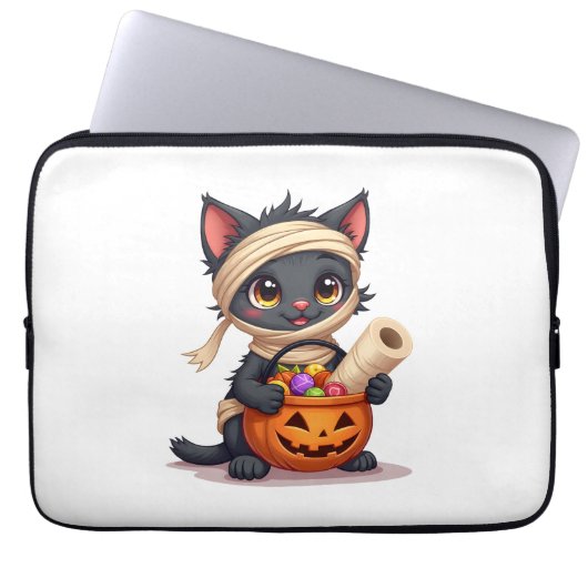 Süßer Halloween-Schwarzer-Katze-Kürbis-Süßes-oder- Laptopschutzhülle (Vorderseite)