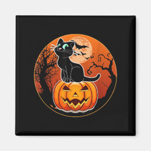 Süßer Halloween-Schwarzer-Katzen-Hexenhut-Kürbis f Magnet