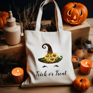 Süßer Halloween-Sonnenblumen-Hexenhut Trick-or-Tre Tragetasche
