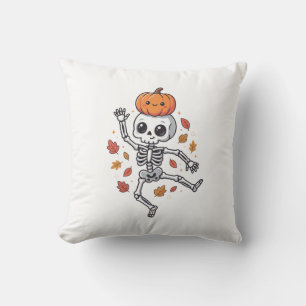 Süßer Halloween tanzender Skelett mit Kürbiskopf Kissen