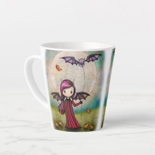 Süßer Halloween-Vampir und fliegende Katze Milchtasse