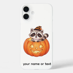 Süßer Halloween-Waschbär in Jack-o'-Lantern-Kürbis iPhone 16 Plus Hülle