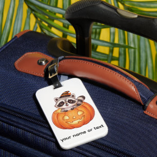 Süßer Halloween-Waschbär in Jack-o'-Lantern-Kürbis Gepäckanhänger