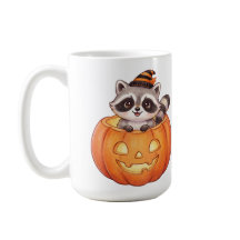 Süßer Halloween-Waschbär in Jack-o'-Lantern-Kürbis