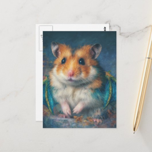 Süßer Hamster-Drache Postkarte (Vorderseite/Rückseite Beispiel)