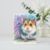 Süßer Hamster-Drache Wasserfarbe Postkarte (Stehend Vorderseite)