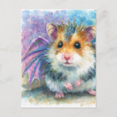 Süßer Hamster-Drache Wasserfarbe Postkarte (Vorderseite)