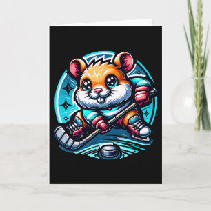 Süßer Hamster-Hockeyspieler macht Spaß beim Skaten Karte