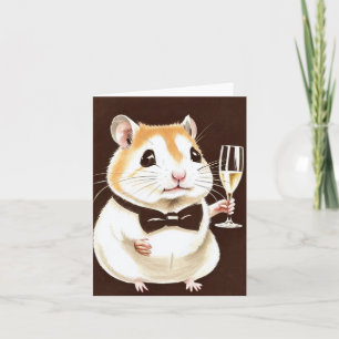 Süßer Hamster mit Champagnerkarte Karte