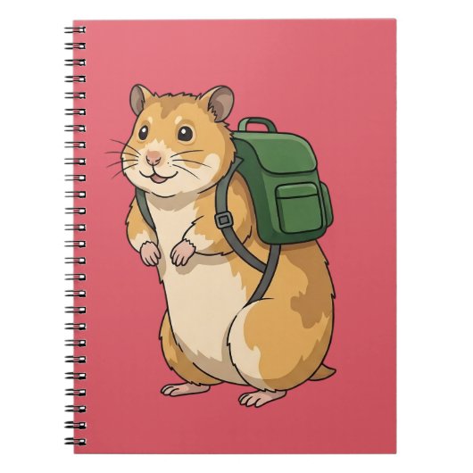 Süßer Hamster-Wanderer mit Rucksack Notizblock (Vorderseite)
