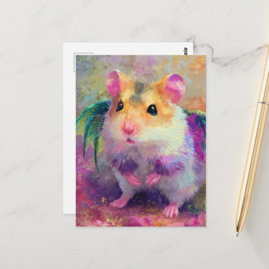 Süßer Hamsterdrache Postkarte (Vorderseite/Rückseite Beispiel)