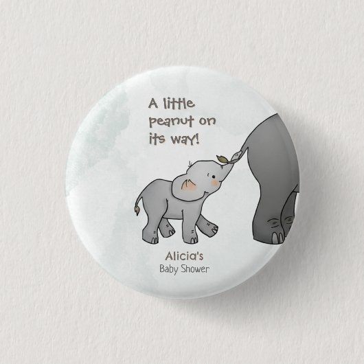 Süßer handgezeichneter Elefant Kleiner Erdnuss-Bab Button (Vorderseite)