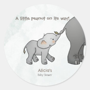 Süßer handgezeichneter Elefant Little Peanut auf Runder Aufkleber