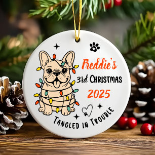 Süßer handgezeichneter Französischer Bulldogge ers Keramik Ornament