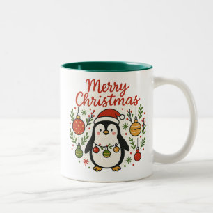 Süßer handgezeichneter Frohe Weihnachten Pinguin Zweifarbige Tasse