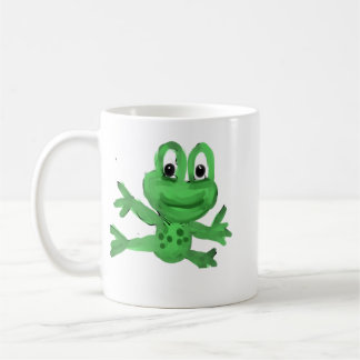 Süßer handgezeichneter grüner Frosch Kaffeetasse