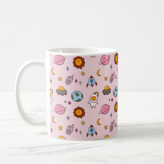 Süßer handgezeichneter kleiner Planet Kaffeetasse (Links)