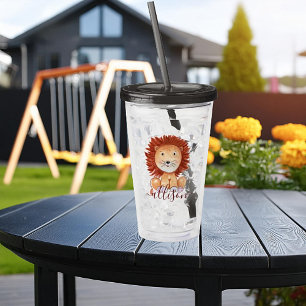 Süßer handgezeichneter Löwe personalisiert für Kin Acryltrinkbecher