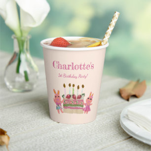 Süßer Häschen Geburtstagsparty Pink Berry Pappbecher