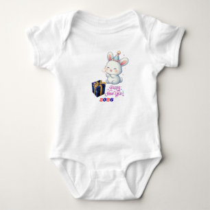 Süßer Häschen-Neujahrs-Body – 2026-Feier Baby Strampler