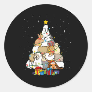 Süßer Häschen-Weihnachtsbaum  Runder Aufkleber