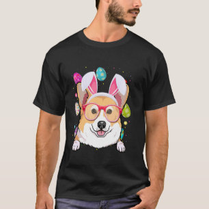 Süßer Hase Corgi Hund Gesicht Ostereier Ostertag T-Shirt