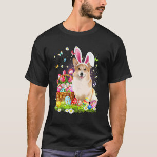 Süßer Hase Corgi Hund Ostereier Korb Ostertag T-Shirt