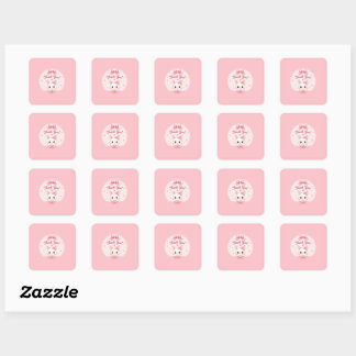 Süßer Hase Dankeschön Aufkleber | Rosa Coquette-Sc