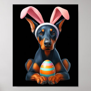 Süßer Hase Dobermann Pinscher Hund Ostern Umarmen Poster
