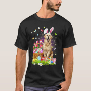 Süßer Hase Golden Retriever Hund Ostereier Korb T-Shirt