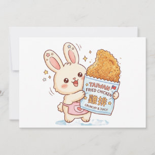Süßer Hase isst taiwanesisches frittiertes Hähnche Dankeskarte